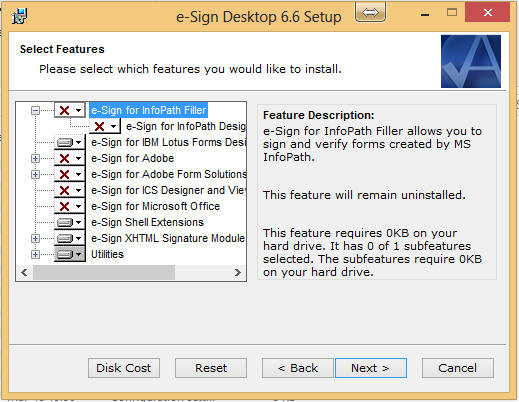 Select the down arrow next to the red X by e-Sign for Microsoft ...